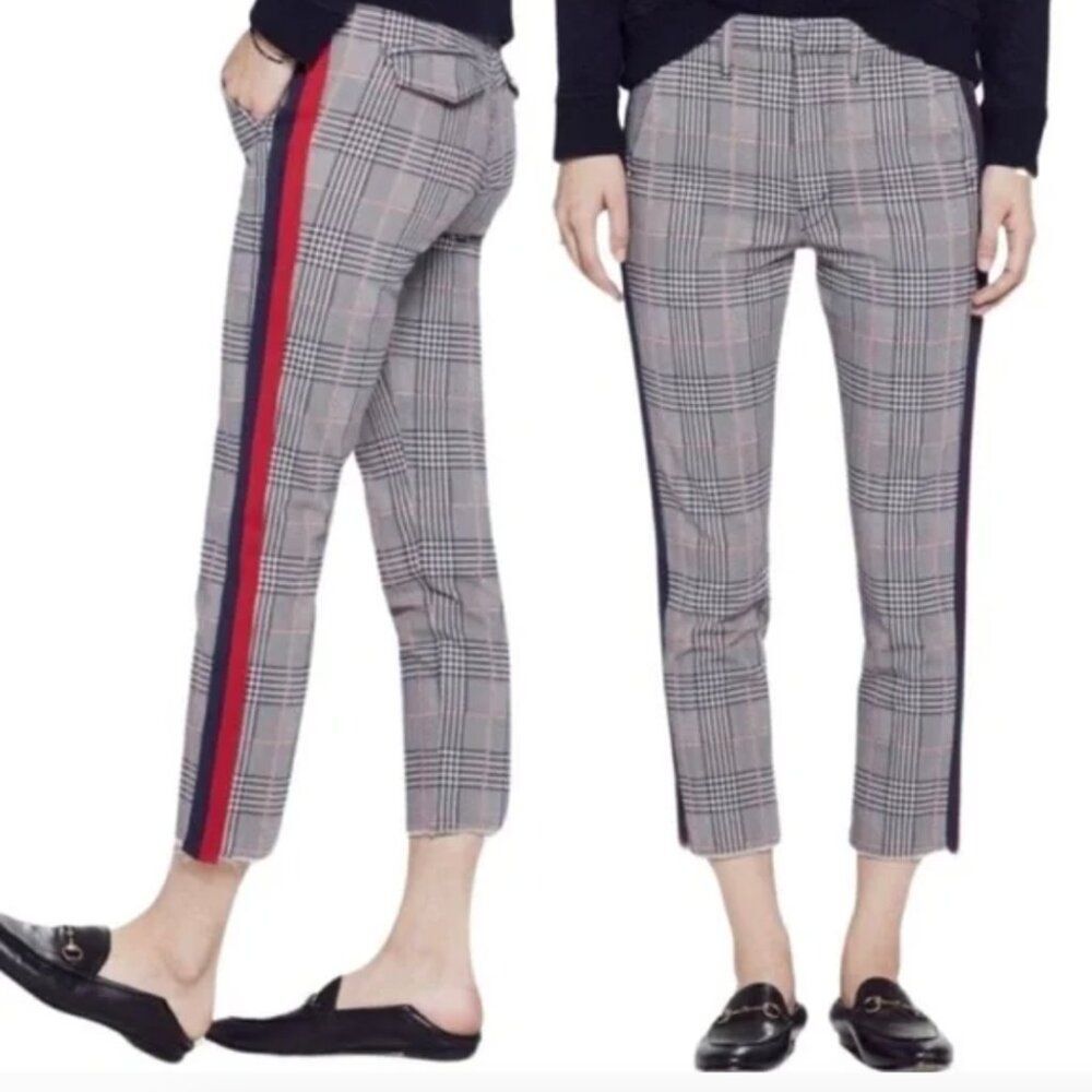 Mother Sz 26 The Shaker Prep Fray Happy People Read And Drink Coffee Plaid Pants